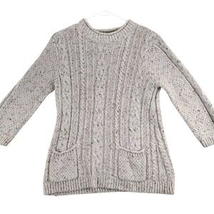 Papaya Knitwear Twist Texture Cable Knit Sweater Size 12 Cream Speckled‎ Pockets
